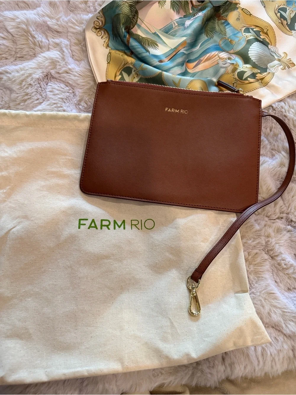 FARM RIO Royal Sea Satin Scarf Medium Bag NWT